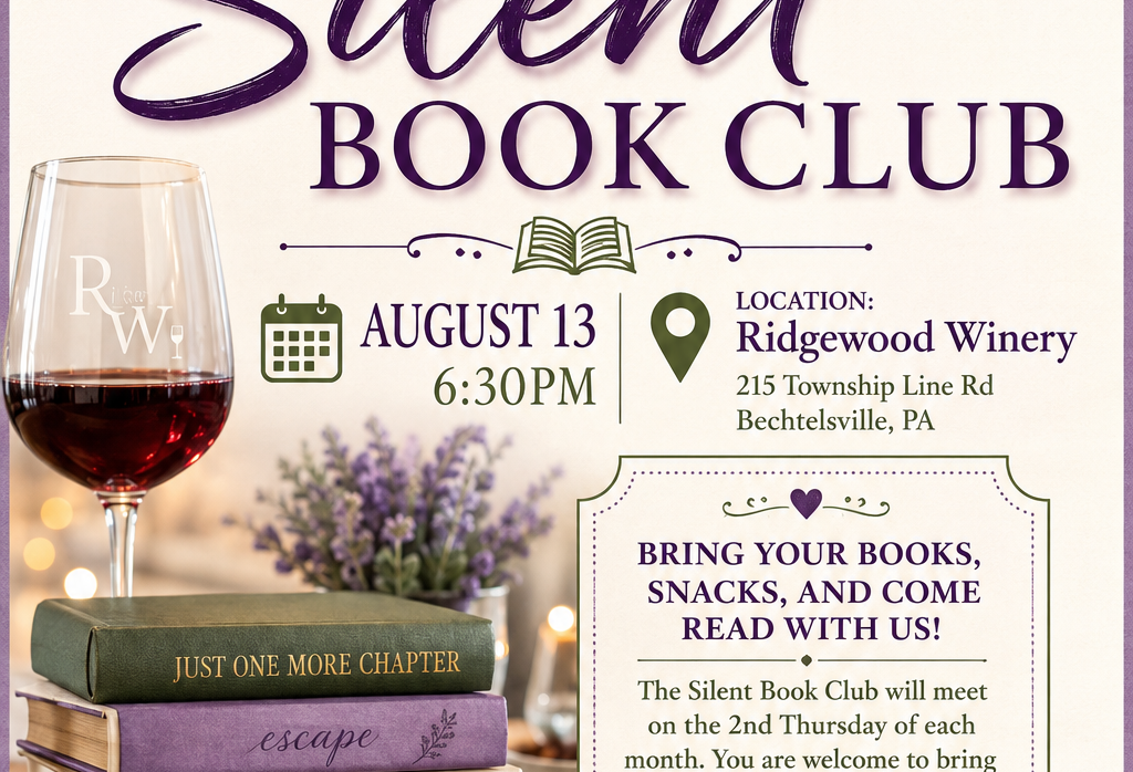 Silent Book Club w/ Boyertown Library @Ridgewood Winery Bechtelsville 08.13.2026
